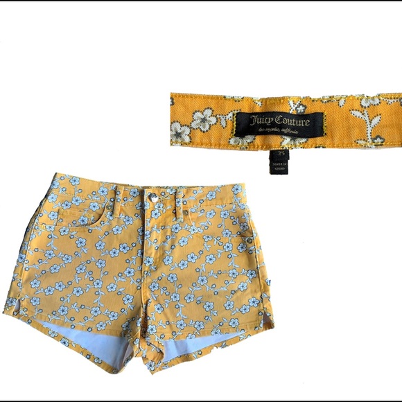 Yellow Short With Flower Print - Picture 1 of 1